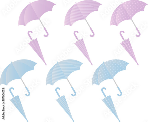 開いた傘と閉じた傘（柄あり）