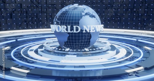 3D Global Digital map. World news. Futuristic cosmic planet globe. Sci Fi earth looped animation.