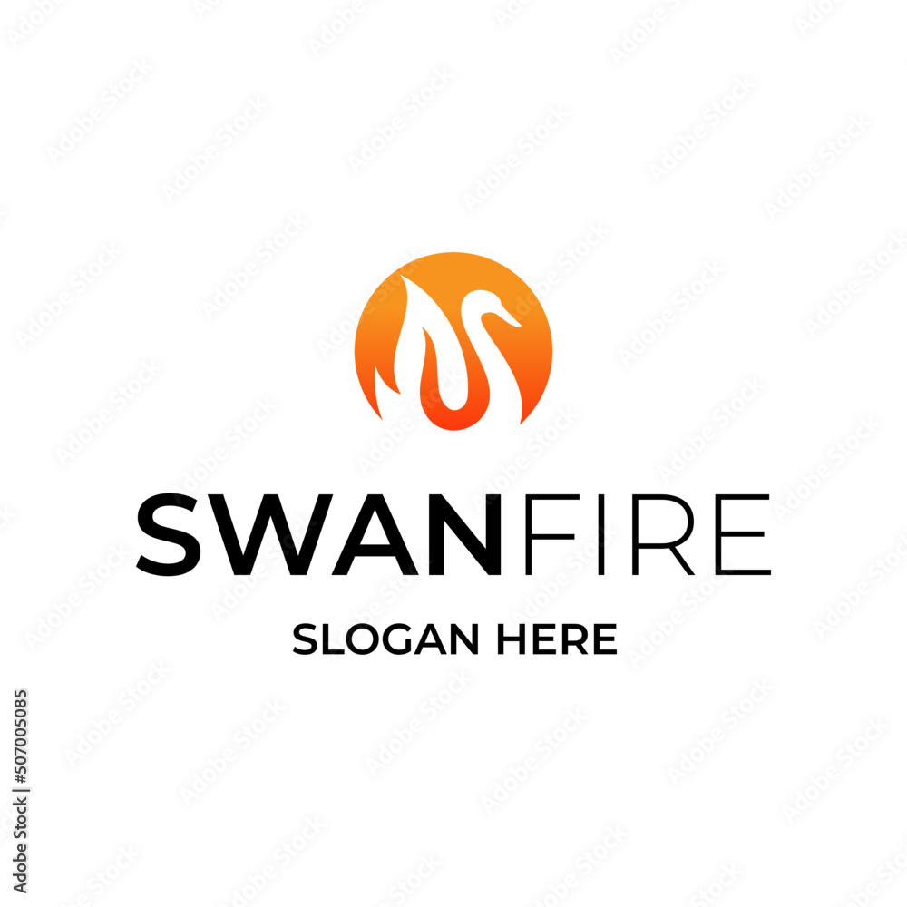 swan and fire logo design swan and fire logo design