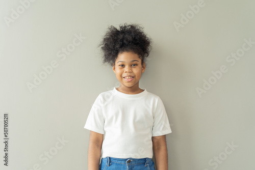 Portrait of happy smiling young black African American student girl studying from home and talking to friends in webcam group video call conference online. People lifestyle