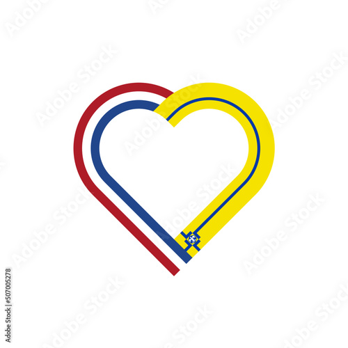 unity concept. heart ribbon icon of netherlands and lelystad flags. vector illustration isolated on white background