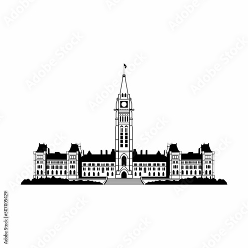 Canadian parliamentary complex silhouette vector