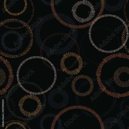 circles frame different sizes and colors abstract vector seamless pattern