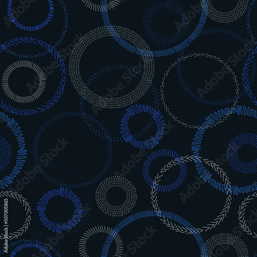 circles frame different sizes and colors abstract vector seamless pattern