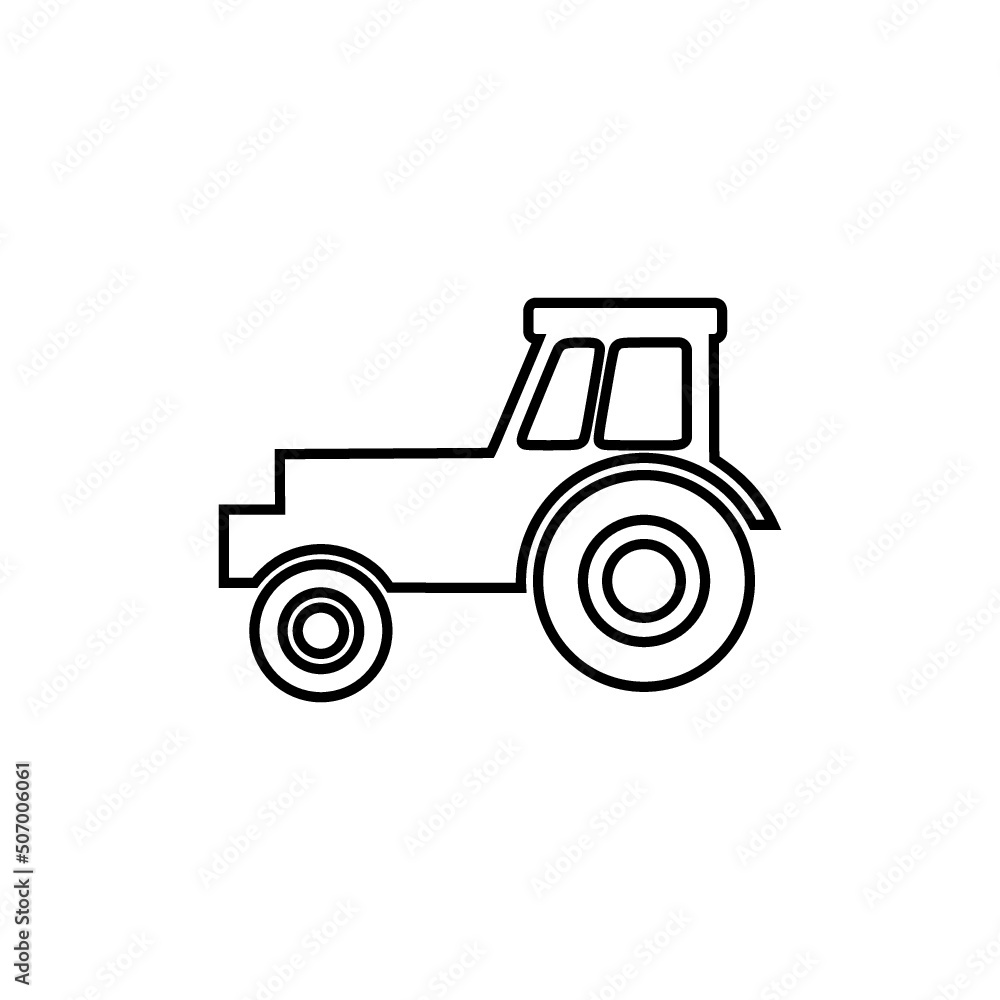 Farm tractor line icon for mobile concept and web design isolated on white background