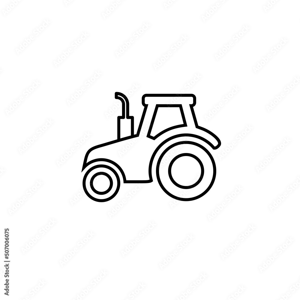 Farm tractor line icon for mobile concept and web design isolated on white background Farm tractor line icon for mobile concept and web design isolated on white background