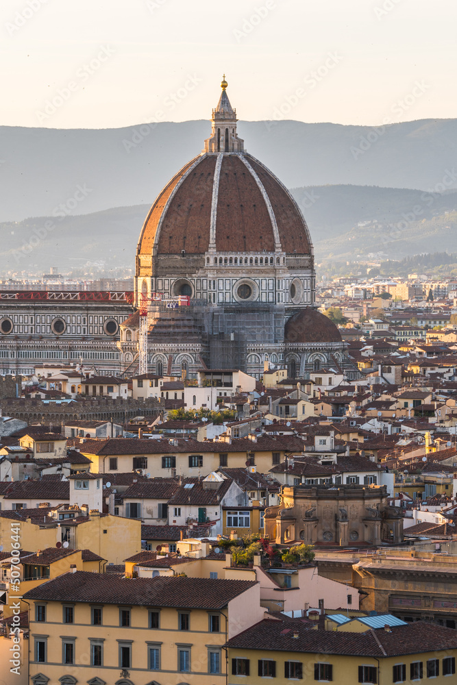 views of santa maria del fiore cathedral in florence, italy