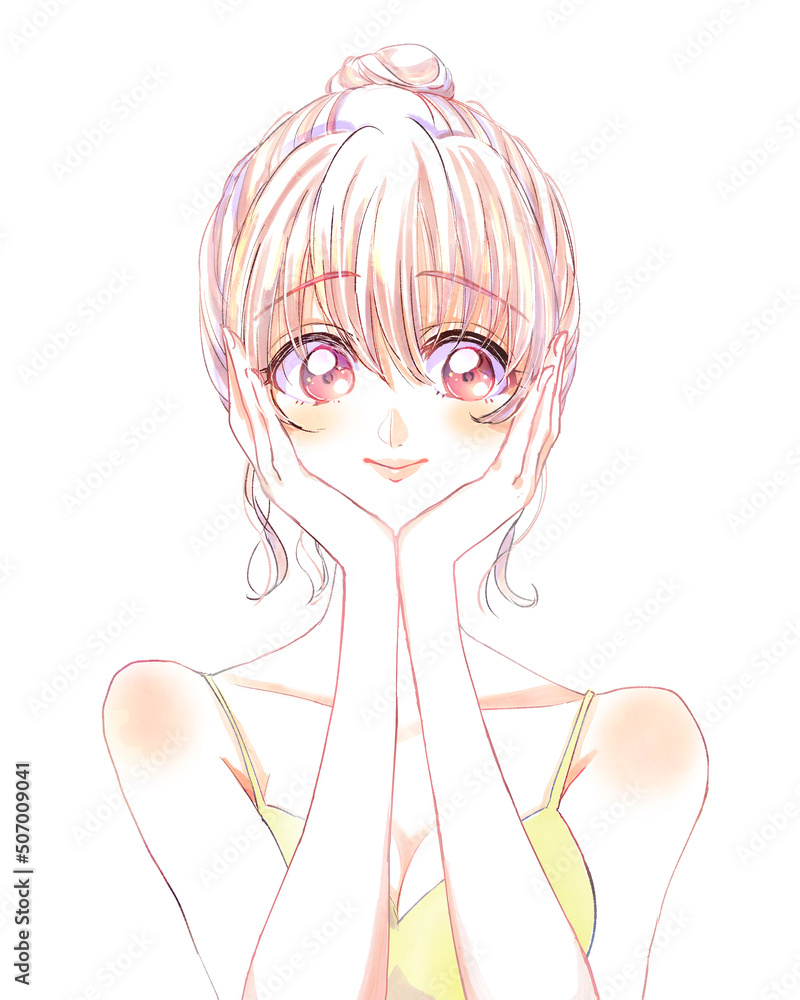 キャミソールの若い女性