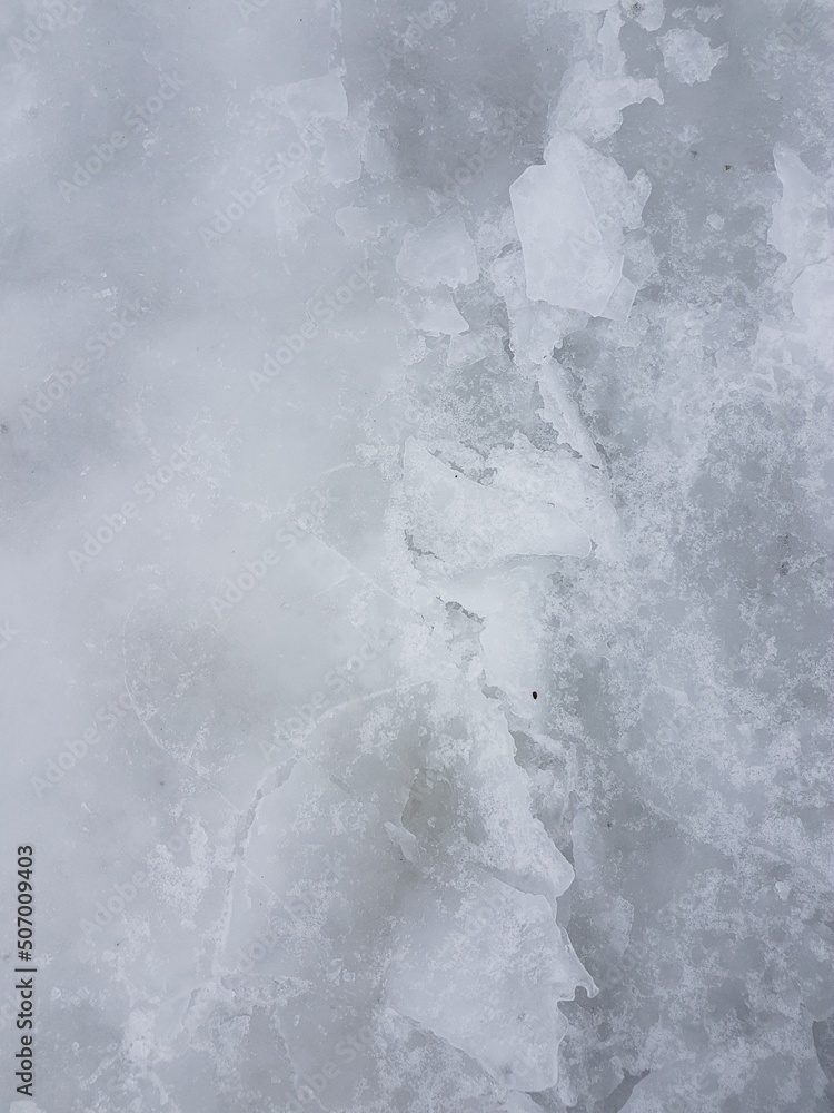 Beautiful ice pattern shot from above.