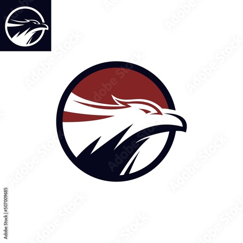 eagle logo, silhouette of great head falcon in circle, vector illustrations