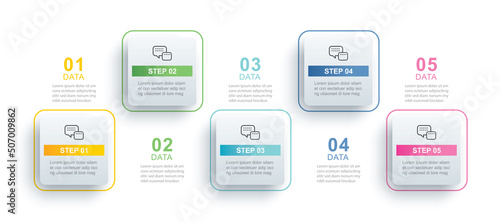 5 data infographics square tab paper index template. Vector illustration abstract background.