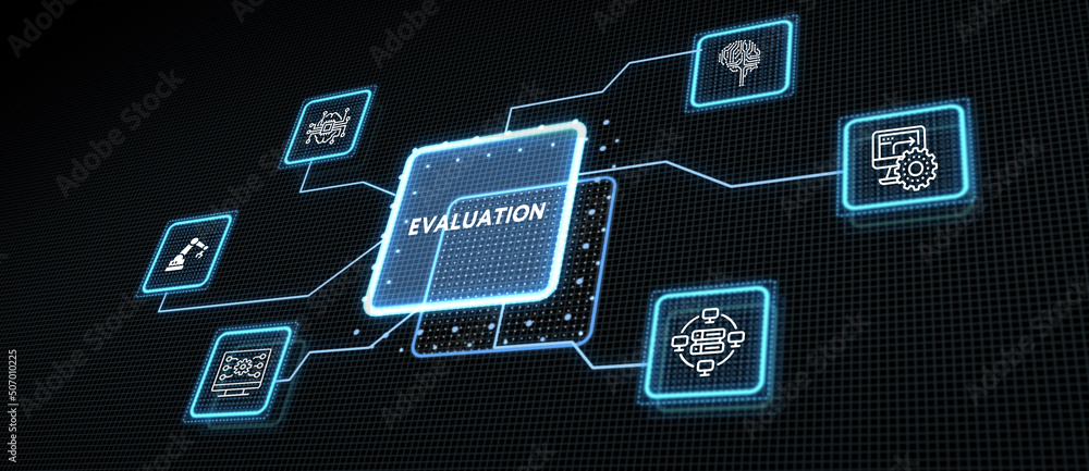 Evaluation Performance quality assessment business technology internet concept. 3d illustration Evaluation Performance quality assessment business technology internet concept. 3d illustration