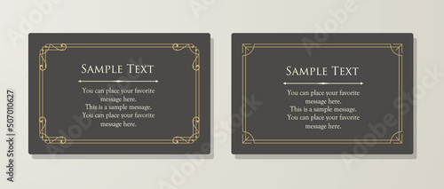 高級感のあるカードデザイン。アンティークな装飾デザイン。エレガントな縁の模様。