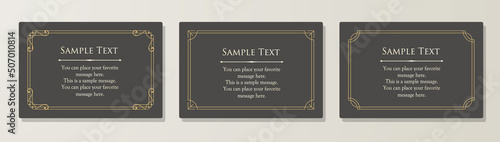 高級感のあるカードデザイン。アンティークな装飾デザイン。エレガントな縁の模様。