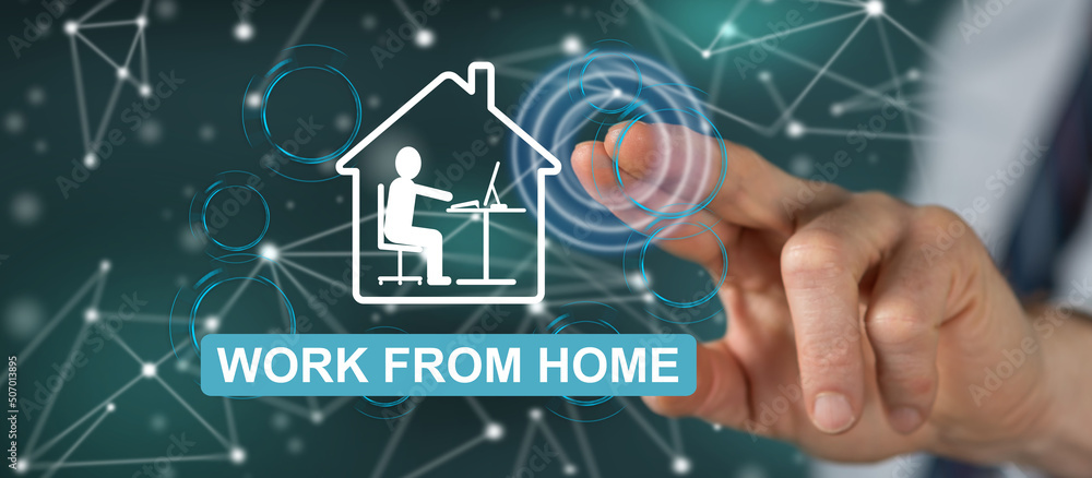 Obraz premium Man touching a work from home concept