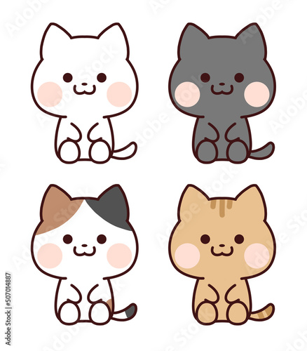 座ってお辞儀している猫