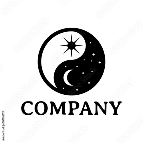 day and night in yin yang concept symbol logo design