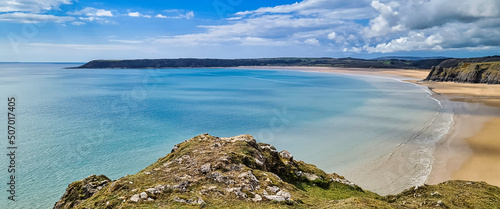 Three Cliffs Bay on the south coast of the Gower Peninsula - Swansea, Wales, United Kingdom