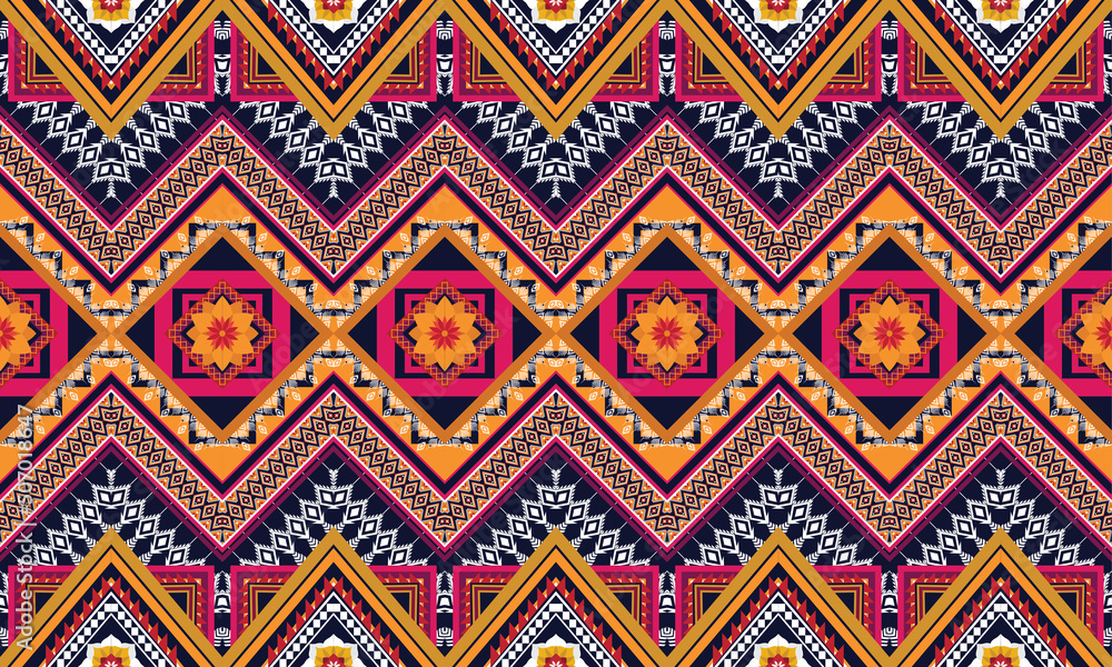 Geometric ethnic flower pattern for background,fabric,wrapping,clothing,wallpaper,Batik,carpet,embroidery style. Geometric ethnic flower pattern for background,fabric,wrapping,clothing,wallpaper,Batik,carpet,embroidery style.