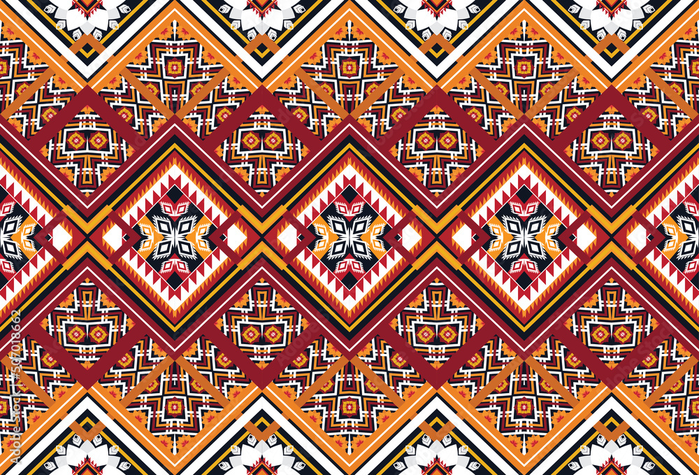 Geometric ethnic flower pattern for background,fabric,wrapping,clothing,wallpaper,Batik,carpet,embroidery style. Geometric ethnic flower pattern for background,fabric,wrapping,clothing,wallpaper,Batik,carpet,embroidery style.