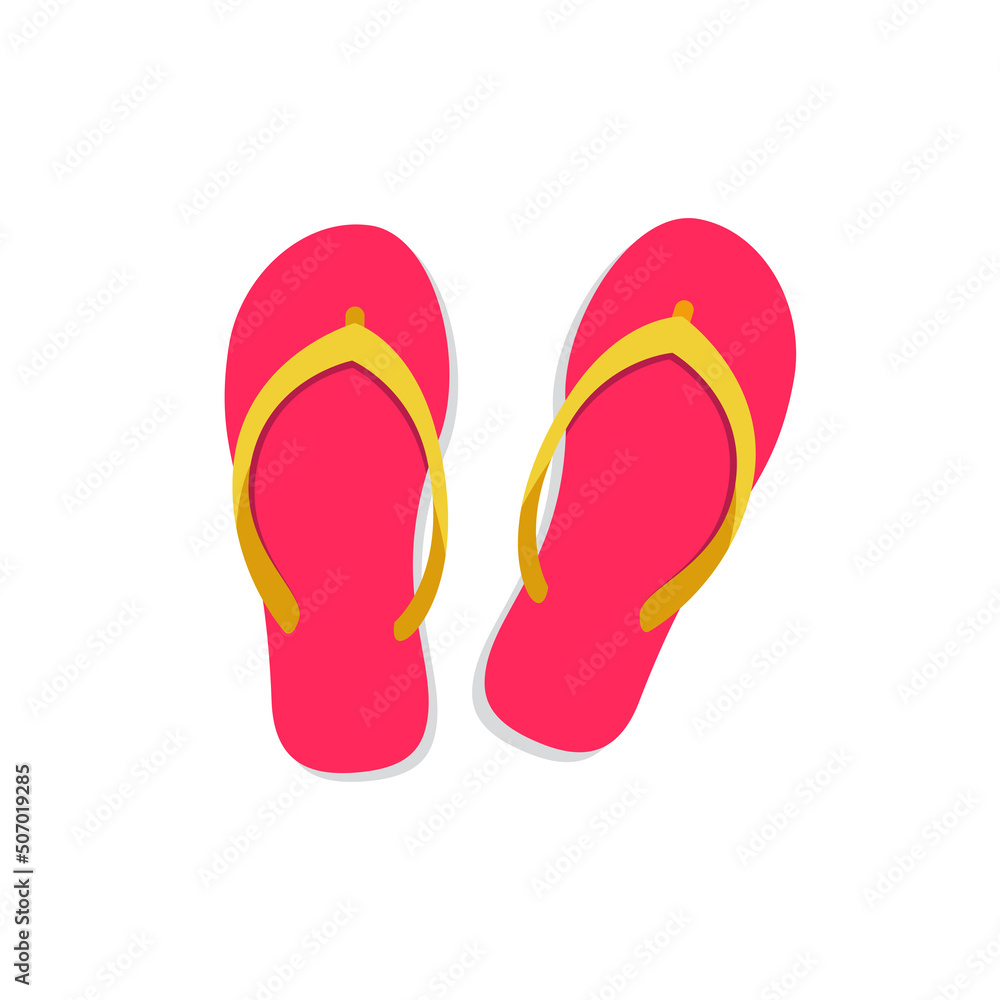 Beach Flip Flop Flat Design Vector Illustration Beach Flip Flop Flat Design Vector Illustration