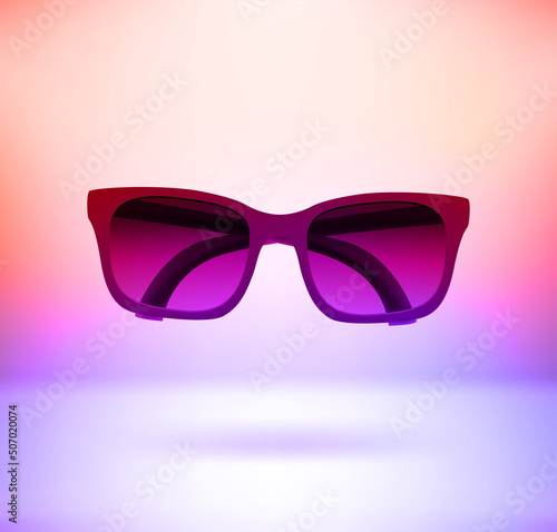 Modern sunglasses with holographic effect. 3d vector illustration