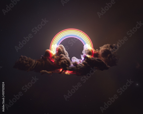Neon Rainbow In The Clouds photo