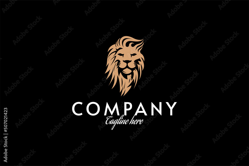 Lion face logo with luxury brown color