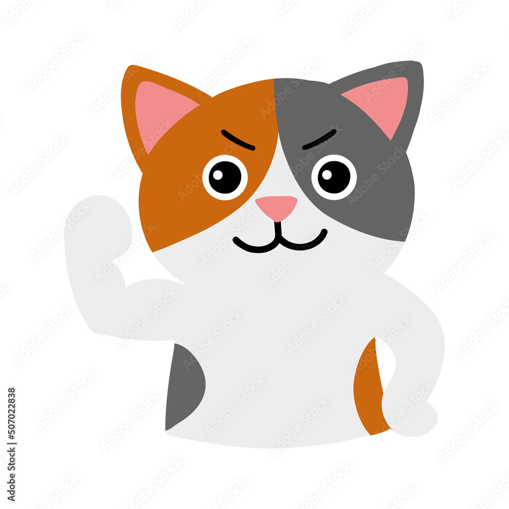 Obraz premium ガッツポーズをする猫 三毛猫