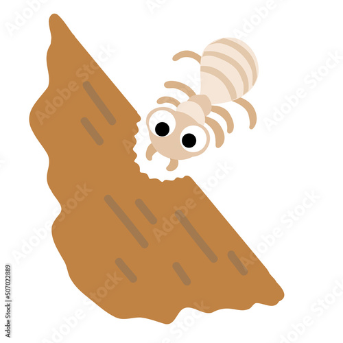 白アリが木を食べるポップなフラットイラスト