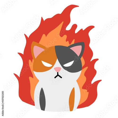 復讐に燃えるネコ（炎と猫）