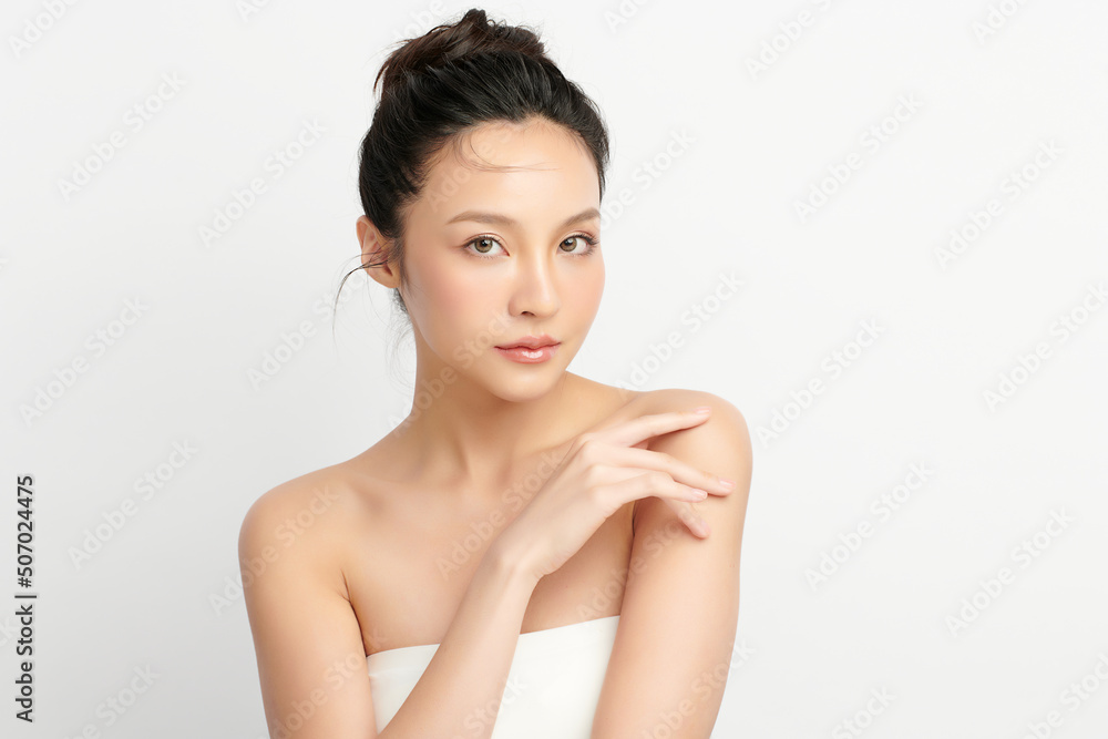 Beautiful young asian woman with clean fresh skin on white background, Face care, Facial treatment, Cosmetology, beauty and spa, Asian women portrait. Beautiful young asian woman with clean fresh skin on white background, Face care, Facial treatment, Cosmetology, beauty and spa, Asian women portrait.