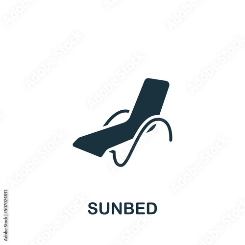 Sunbed icon. Monochrome simple Summer icon for templates, web design and infographics