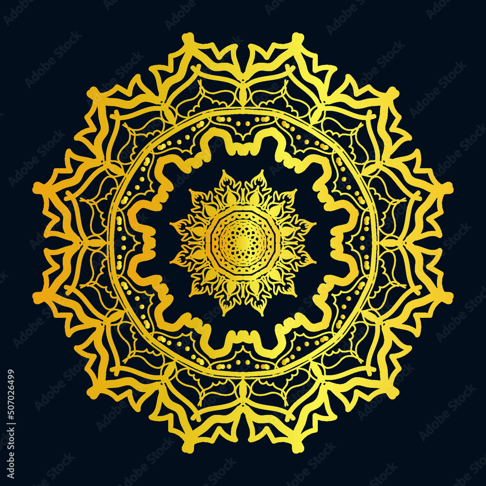 The luxury ornamental mandala design is in gold color vector illustration