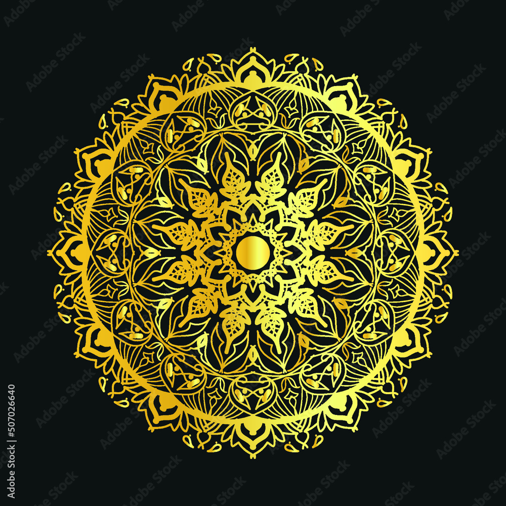 The luxury ornamental mandala design is in gold color vector illustration The luxury ornamental mandala design is in gold color vector illustration