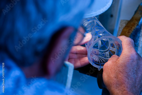 Master craftsman work with glass