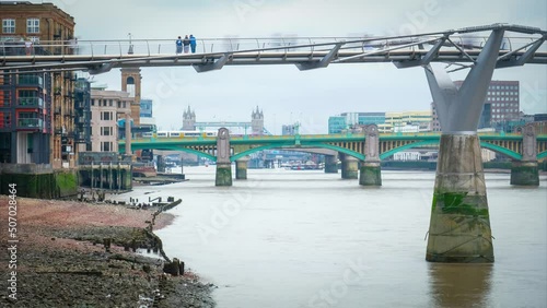London time lapse of Blackfriars, Tower and the Millennium Bridges over the River Thames- London