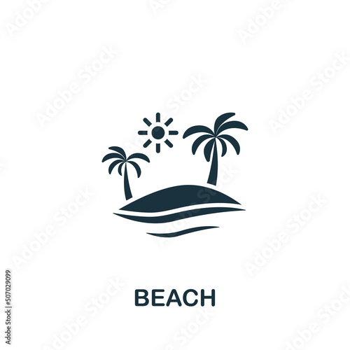 Beach icon. Monochrome simple Travel icon for templates, web design and infographics
