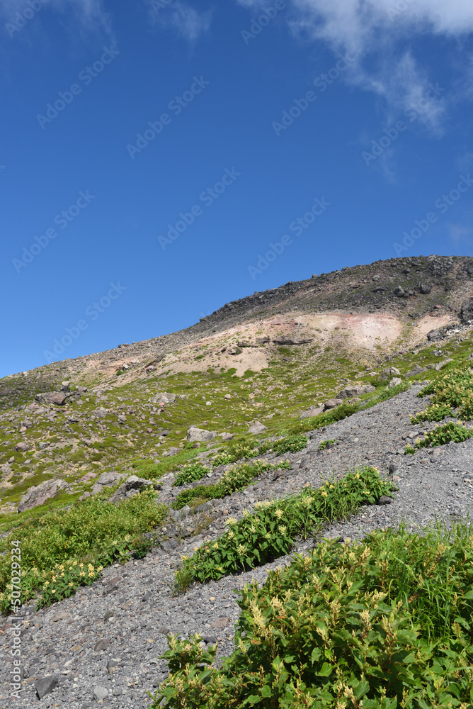 Climbing mountain ridge