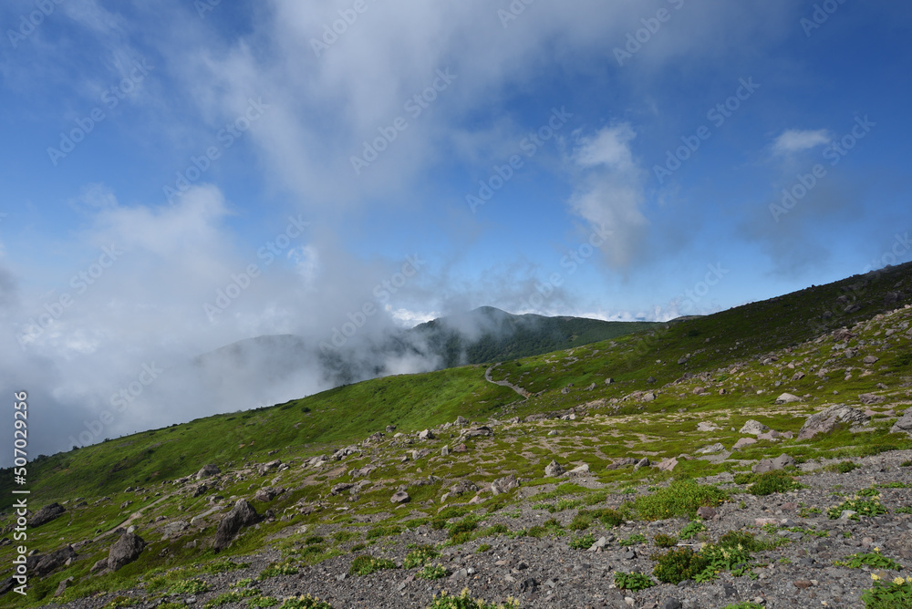 Climbing mountain ridge