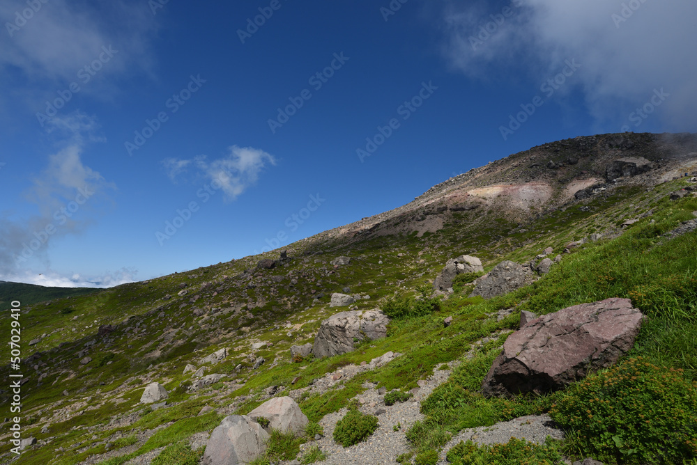 Climbing mountain ridge