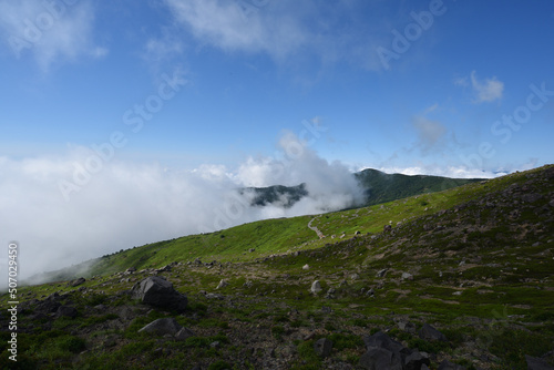 Climbing mountain ridge