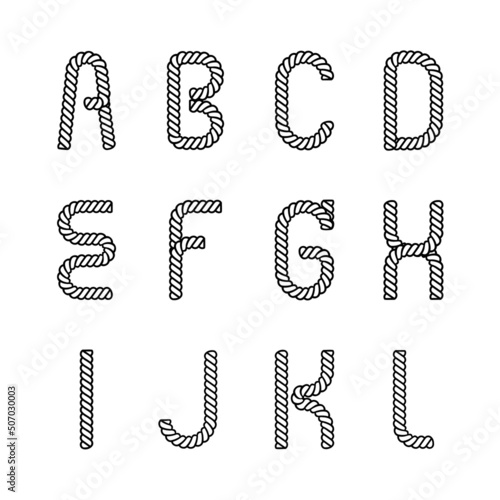 Rope alphabet modern style design vector font