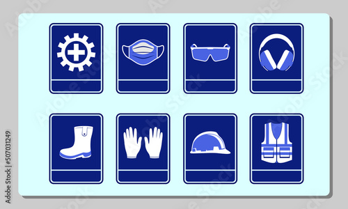 Illustration of personal protective equipment on a blue background