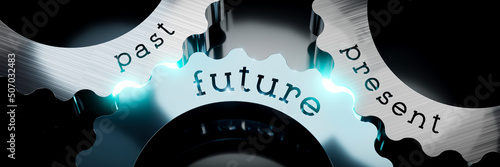 Cuadro en lienzo Future, past, present - gears concept - 3D illustration