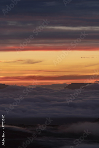 Incredible cloud inversion landscape view of the Rhinogydd in Snowdonia UK © UAV4