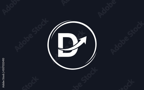 Growth arrow icon vector and financial circle logo design with the letters and alphabets D