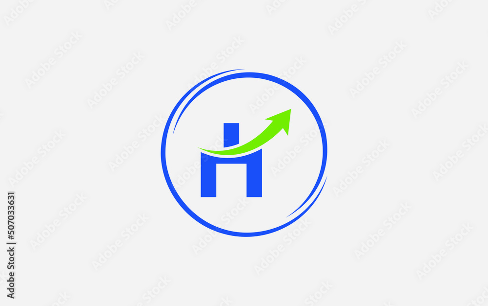 Growth arrow icon vector and financial circle logo design with the letters and alphabets H Growth arrow icon vector and financial circle logo design with the letters and alphabets H