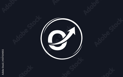 Growth arrow icon vector and financial circle logo design with the letters and alphabets O