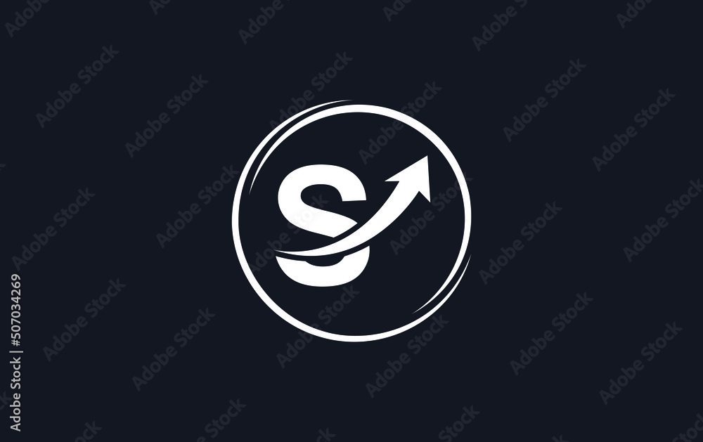 Growth arrow icon vector and financial circle logo design with the letters and alphabets S Growth arrow icon vector and financial circle logo design with the letters and alphabets S